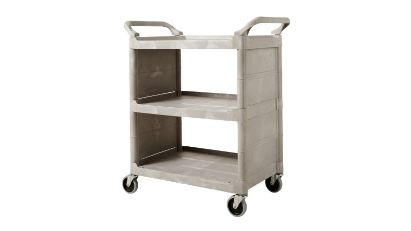 SERVICE CART WITH SWIVEL
CASTERS AND END PANELS,
PLATINUM