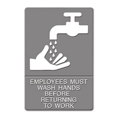 6x9 ADA SIGN EMPLOYEES MUST
WASH HANDS BEFORE RETURNING TO
WORK